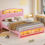 Bed Frame with LED Lights Pink