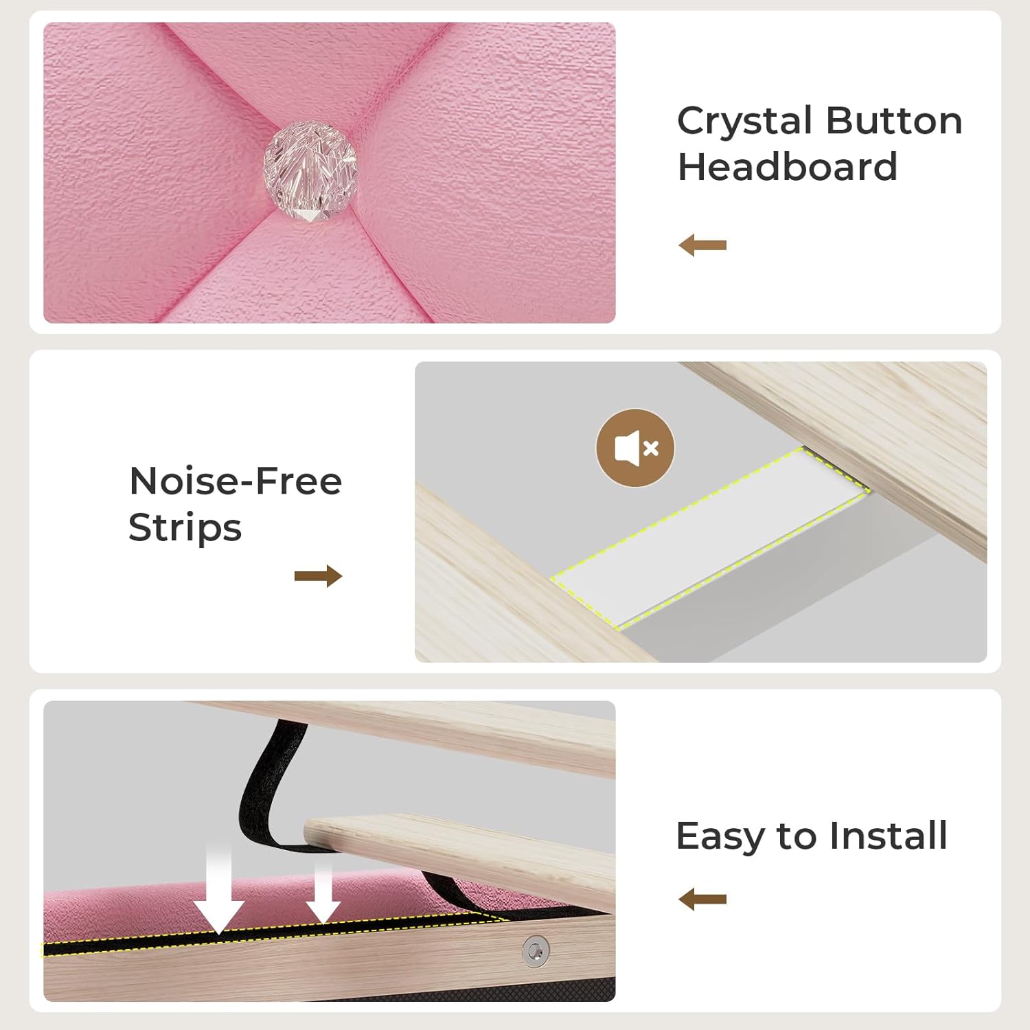 Bed Frame with LED Lights Pink