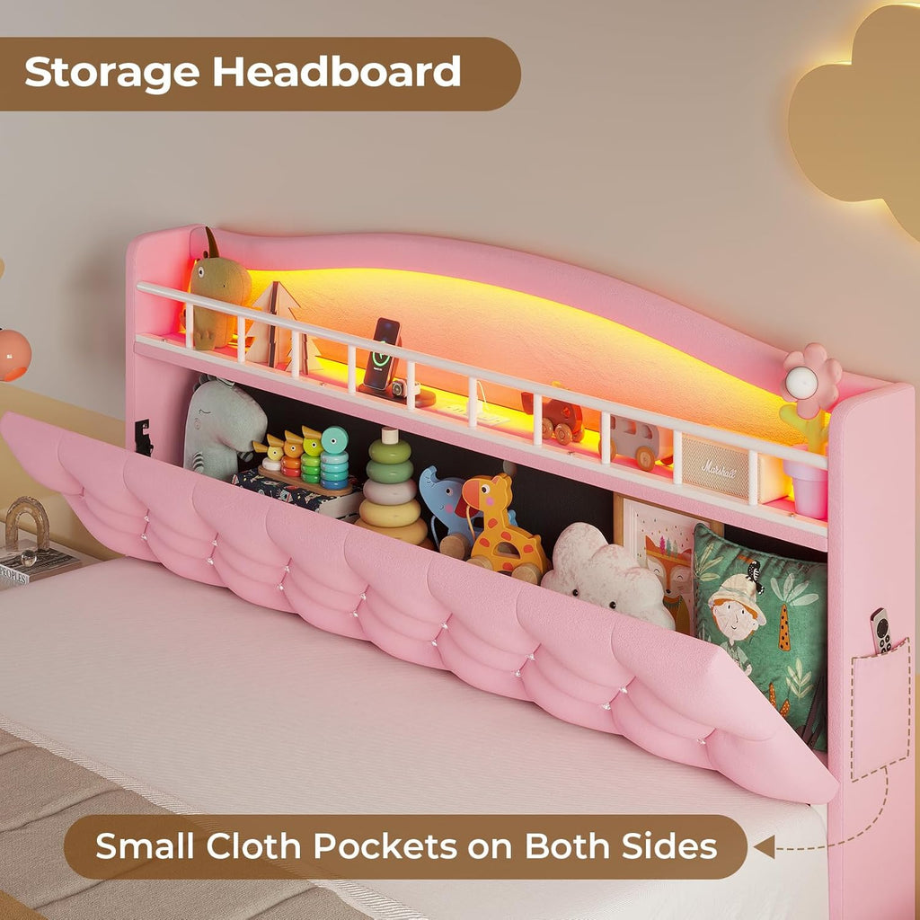 Bed Frame with LED Lights Pink