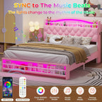 Bed Frame with LED Lights Pink