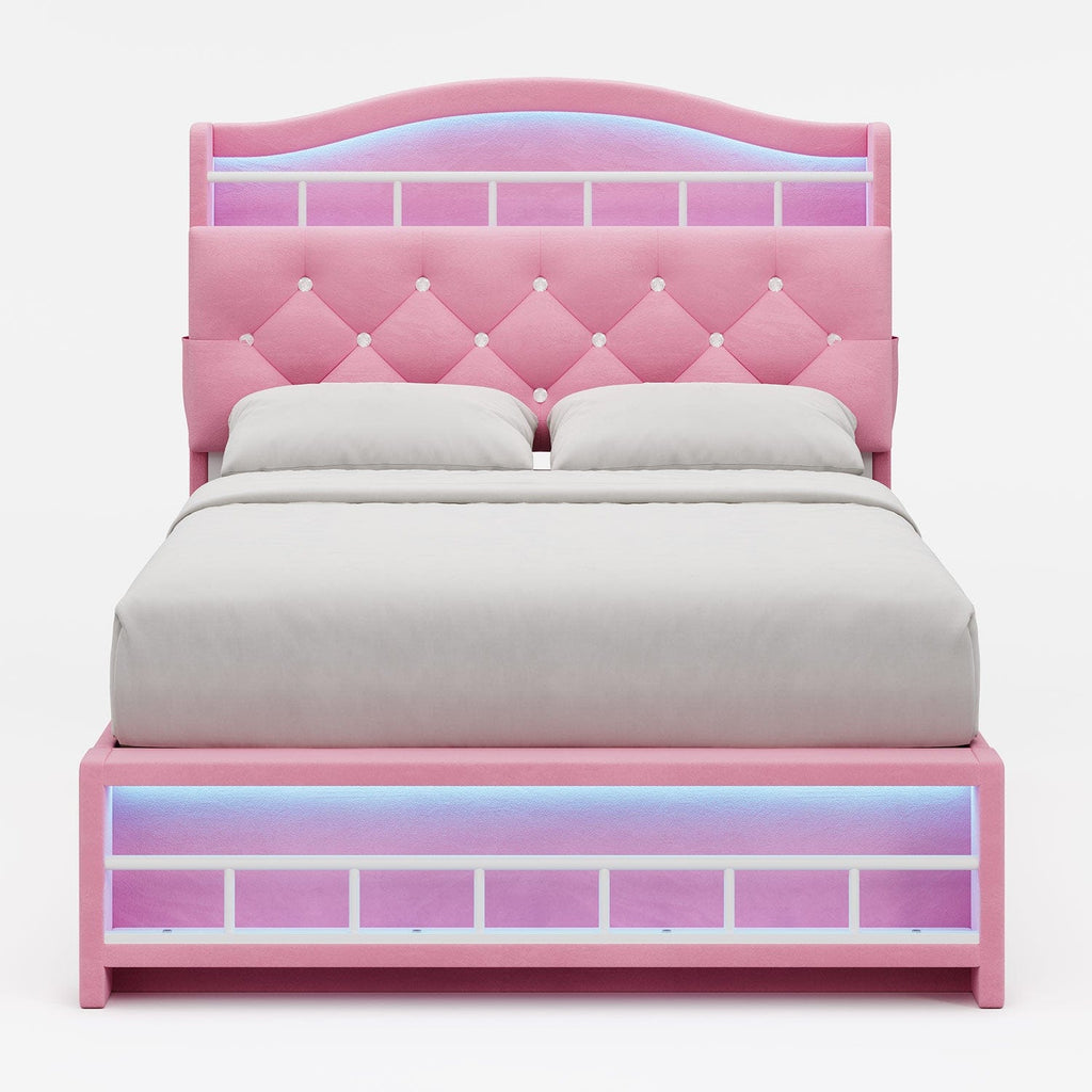 Bed Frame with LED Lights Pink