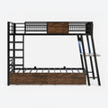 LED Bunk Bed with Desk Rustic Brown