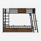 LED Bunk Bed with Desk Rustic Brown
