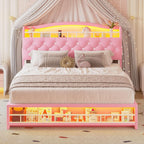 Bed Frame with LED Lights Pink
