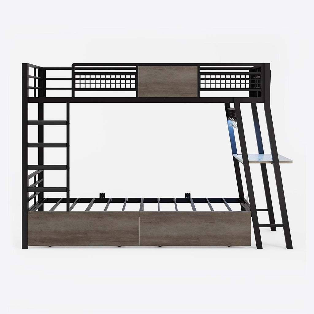 LED Bunk Bed with Desk Greige