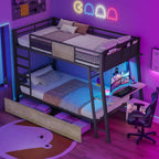 LED Bunk Bed with Desk Greige