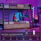 LED Bunk Bed with Desk Greige