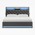 LED Bed Frame 4 Drawers Linen Grey