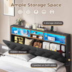 LED Bed Frame 4 Drawers Linen Grey