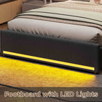 LED Bed Frame 4 Drawers Linen Grey