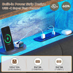 LED Bed Frame 4 Drawers Linen Grey