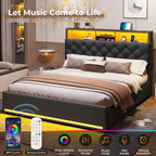 LED Bed Frame 4 Drawers Linen Grey