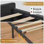 LED Bed Frame 4 Drawers Linen Grey