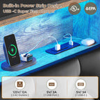 LED Bed Frame 4 Drawers PU Black