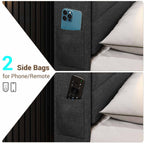 LED Bed Frame with Charging Station Black