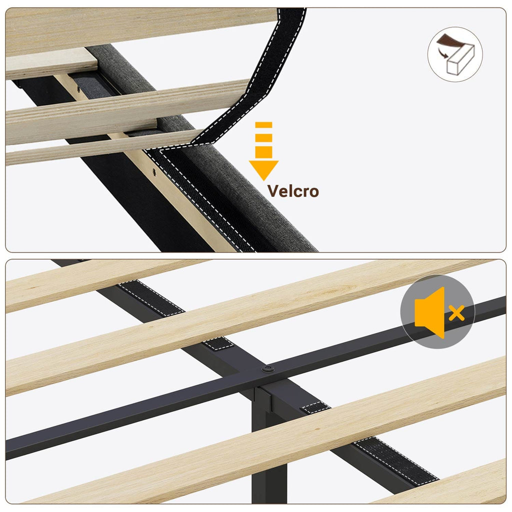 LED Bed Frame with Charging Station Black