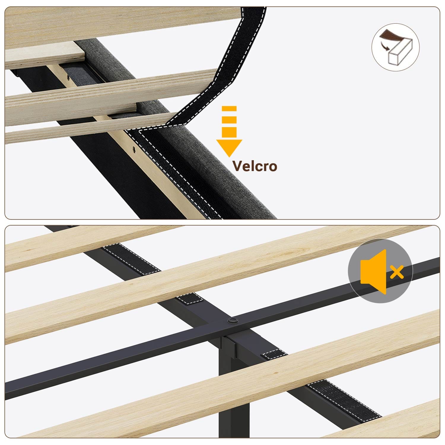 LED Bed Frame with Charging Station Black