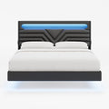 LED Bed Frame with Charging Station Black