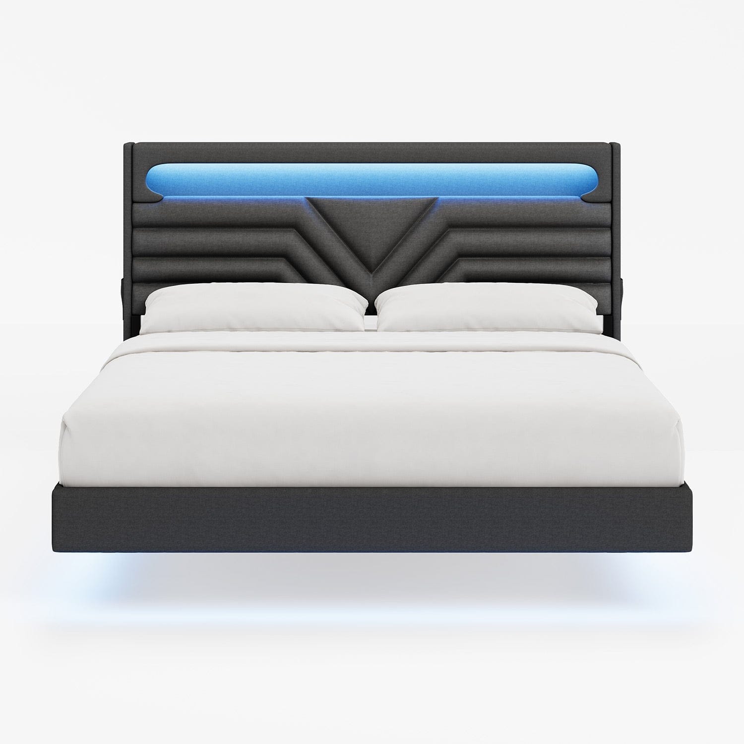 LED Bed Frame with Charging Station Black