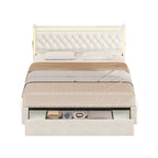 LED Bed Frame with Drawers Beige