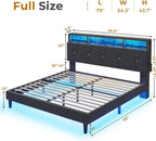 Linen Fabric LED Bed Frame Grey