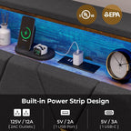 Linen Fabric LED Bed Frame Grey