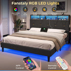 Linen Fabric LED Bed Frame Grey