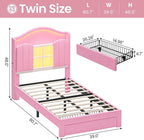 Twin Size Bed Frame with LED Lights Pink