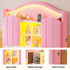 Twin Size Bed Frame with LED Lights Pink