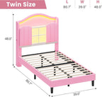 Twin Size Bed Frame with LED Lights Pink
