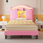 Twin Size Bed Frame with LED Lights Pink