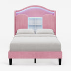 Twin Size Bed Frame with LED Lights Pink