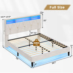 Velvet Fabric LED Bed Frame White