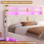 Velvet Fabric LED Bed Frame White