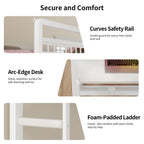 LED Bunk Bed with Desk White