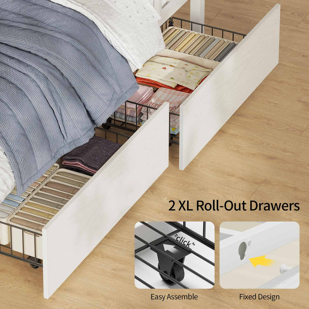 LED Bunk Bed with Desk White