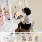 LED Bunk Bed with Desk White