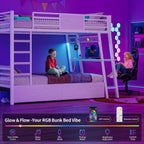 LED Bunk Bed with Desk White