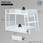 LED Bunk Bed with Desk White