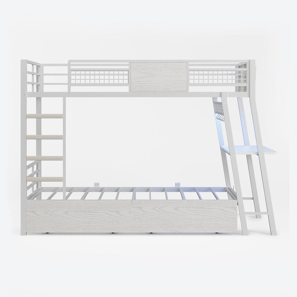 LED Bunk Bed with Desk White