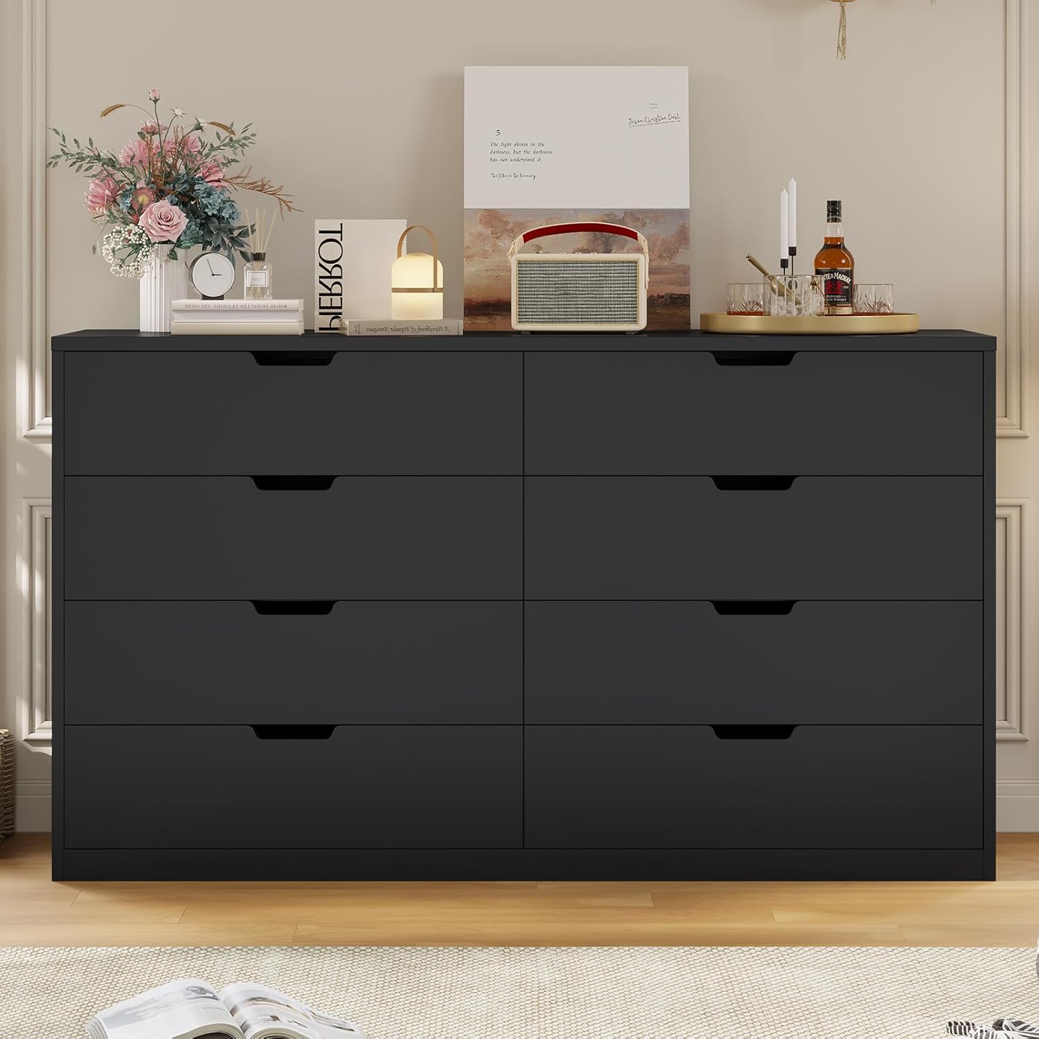 8 Drawers Dresser Black