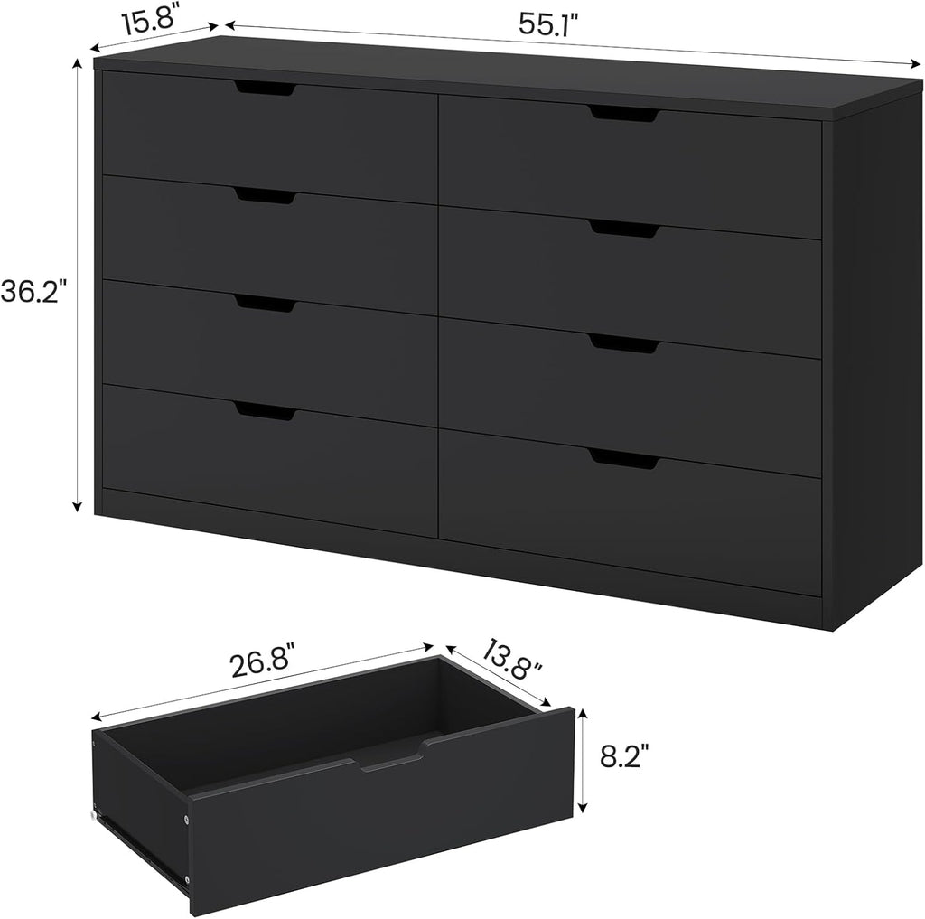 8 Drawers Dresser Black