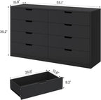 8 Drawers Dresser Black
