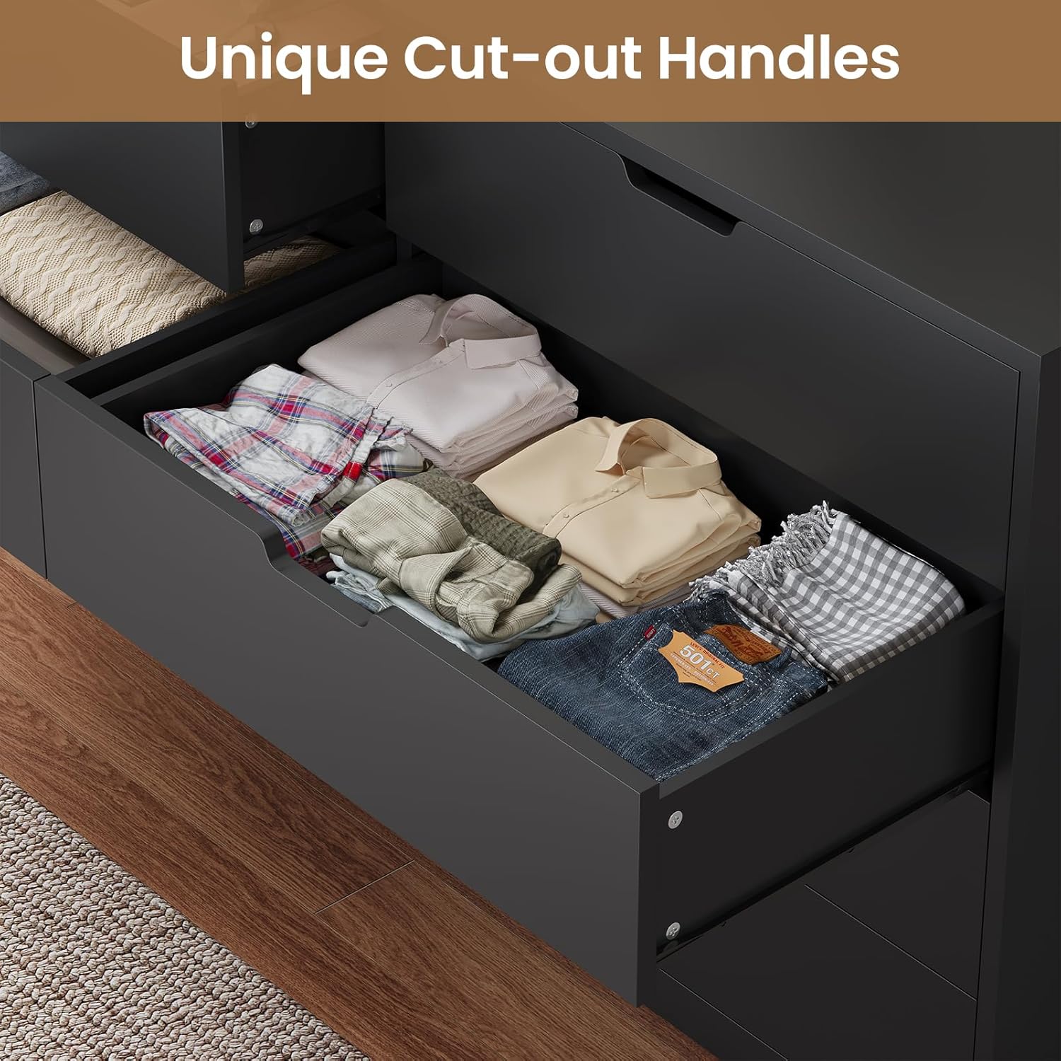 8 Drawers Dresser Black