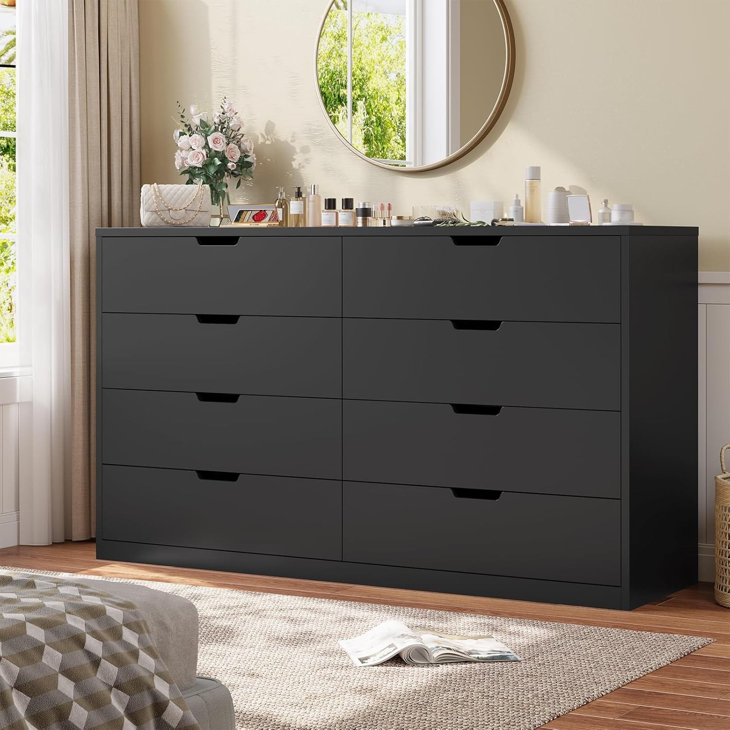 8 Drawers Dresser Black