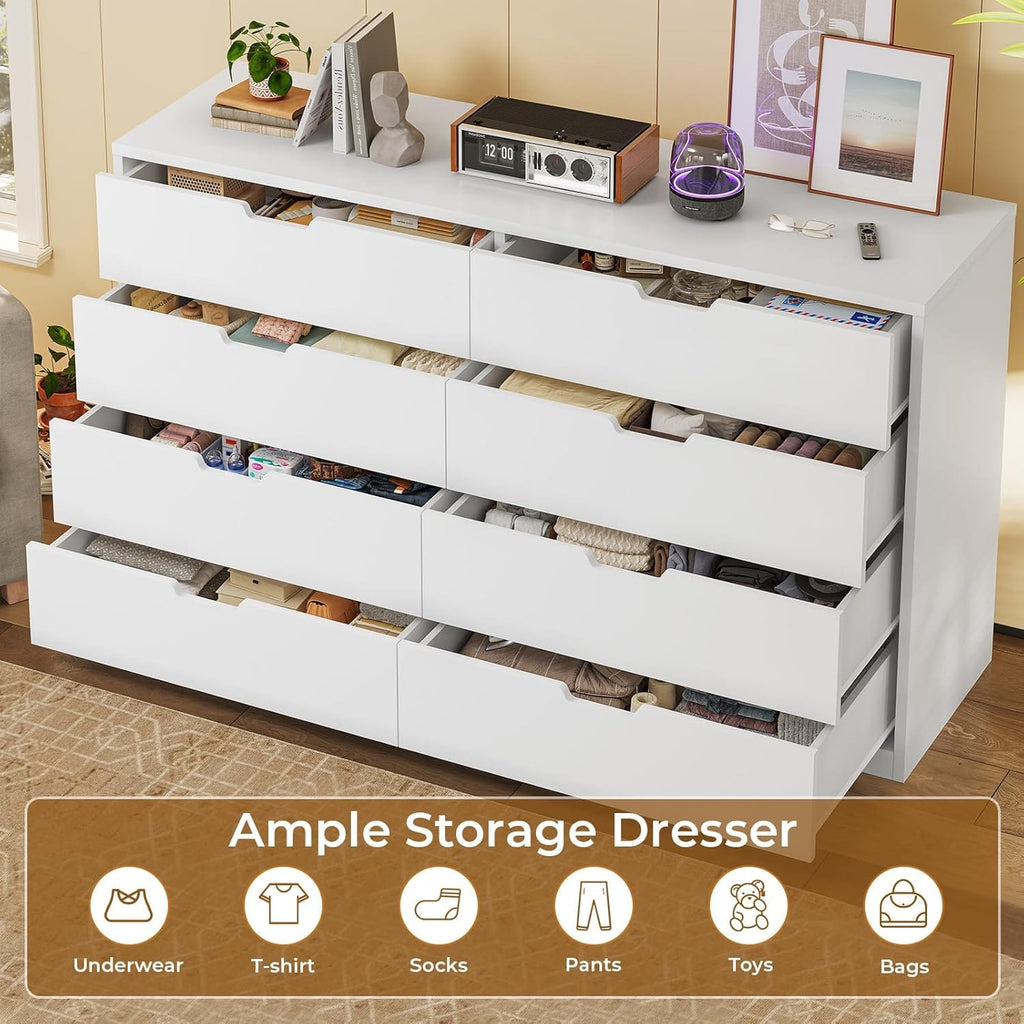 8 Drawers Dresser White