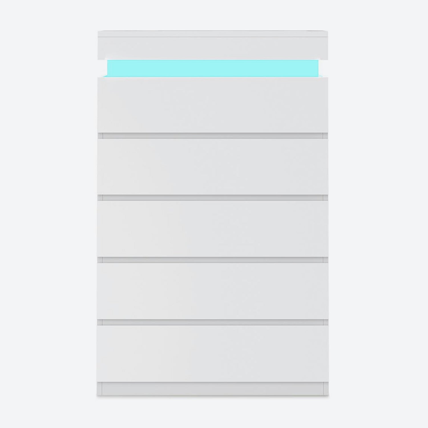 Tall 5 Drawers Dresser with LED Lights White