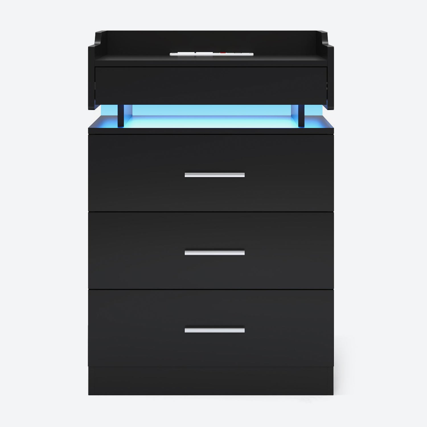 LED Nightstand with Charging Station Black