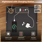 LED Nightstand with Pull-Out Tray Black & Gold