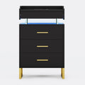 LED Nightstand with Pull-Out Tray Black & Gold
